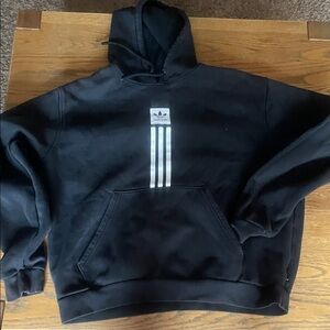 Adidas Black Hoodie with White Stripes